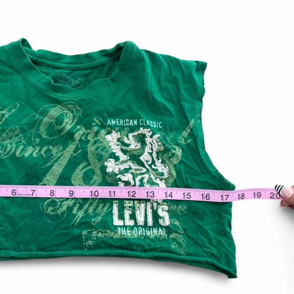 Y2k Levi Bright Green Sleeveless Crop Top - Picture 4 of 5